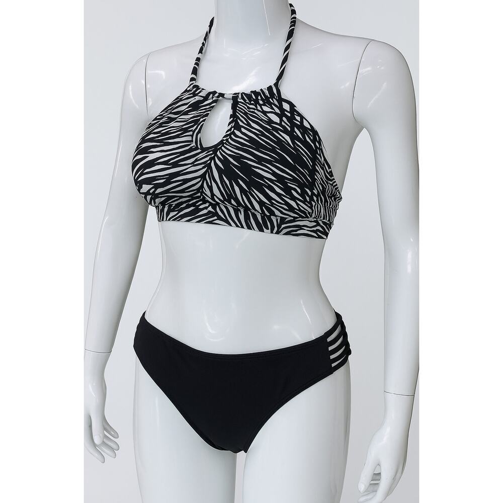 Athleta 2 piece DIFFERENT SIZES XXS top XS bottom halter zebra tie back black